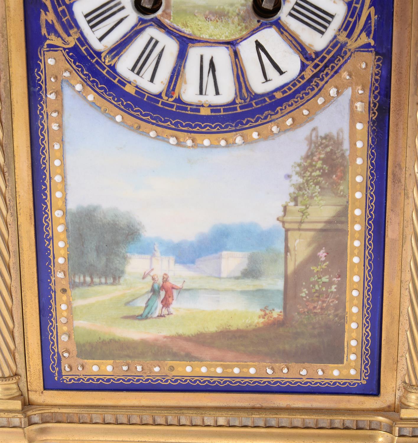 A French Sevres style porcelain and gilt metal library clock - Image 3 of 3