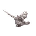 A German silver small model of an alarmed pheasant by L. Neresheimer & Co.