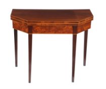 A George III mahogany and boxwood strung card table