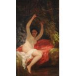 Follower of William Etty, Seated nude in a woodland setting