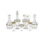 A modern Moser clear glass and gilt part table service