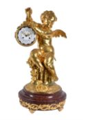 A late 19th century French ormolu figural mantel clock