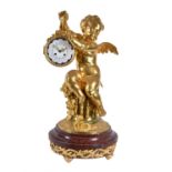 A late 19th century French ormolu figural mantel clock