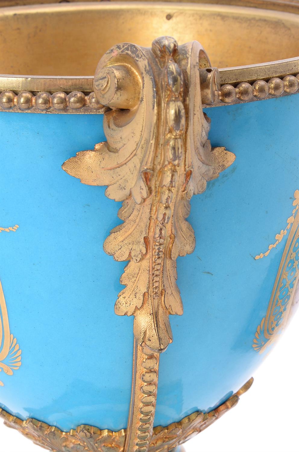 A pair of French porcelain Sevres-style gilt-metal mounted urns - Image 5 of 7