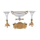 A pair of Napoleon III gilt bronze and clear glass trumpet vases
