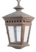 A copper and glazed hanging lantern