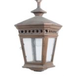 A copper and glazed hanging lantern