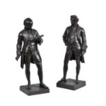 Two simulated bronze models of Oliver Goldsmith and Edmund Burke after J. H. Foley RA (1818-1874)