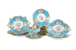 A Coalport bone china Sevres-style turquoise ground part dessert service
