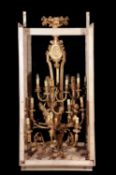 A pair of impressive gilt bronze chandeliers in Rococo Revival style