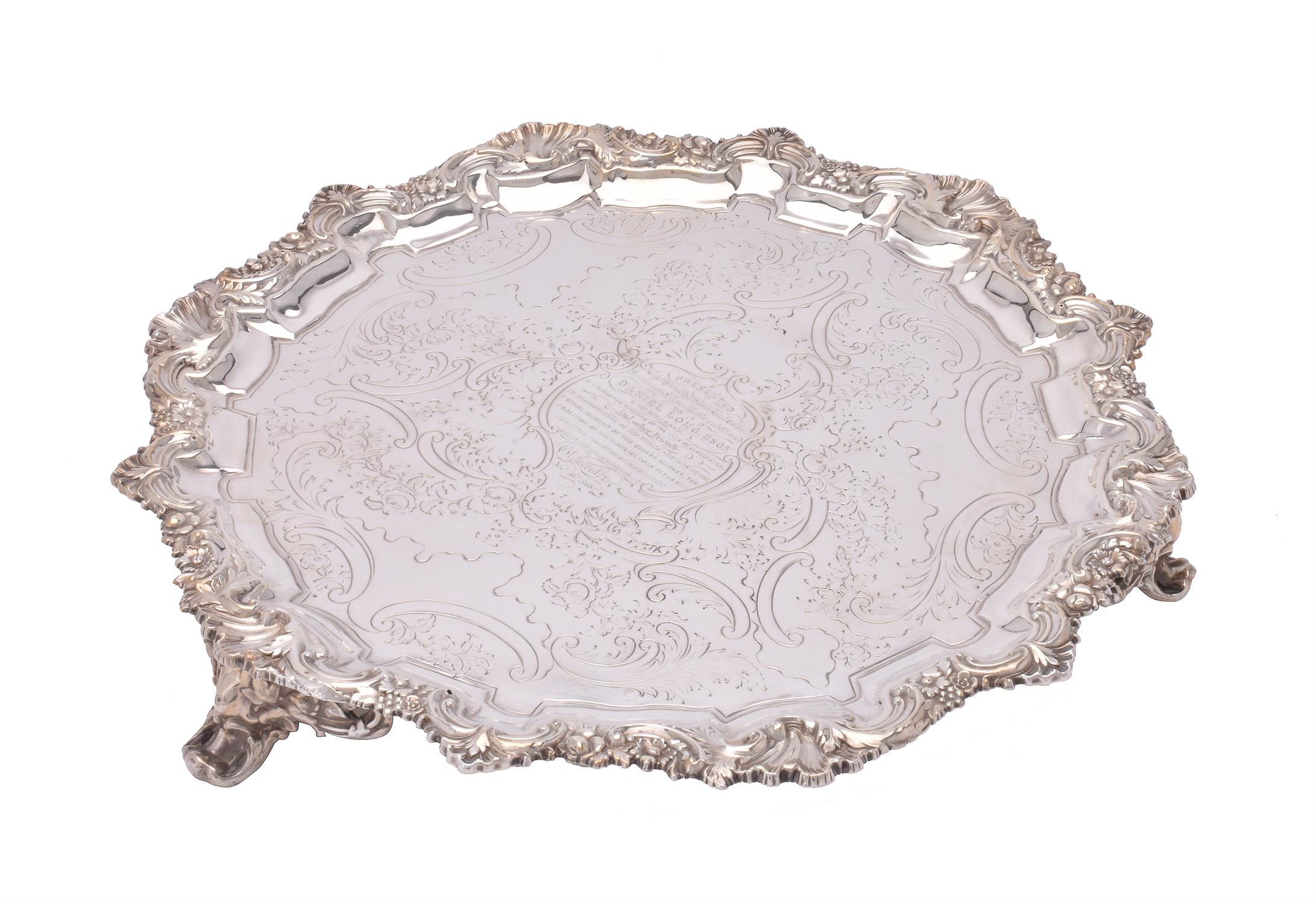 A William IV silver shaped circular salver by Henry Wilkinson & Co.