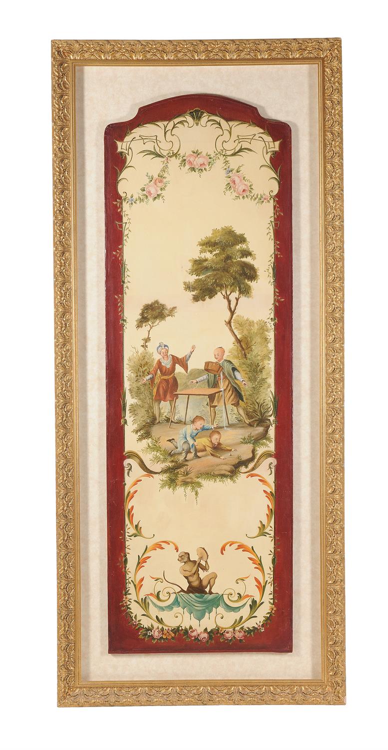 A set of four framed painted decorative panels in the mid-18th century Chinoiserie manner - Image 2 of 8