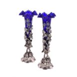 A pair of Victorian silver trumpet vases by Alexander Macrae