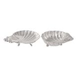 Two silver shell dishes