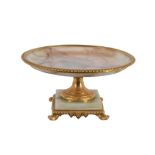 A French onyx and gilt bronze mounted centrepiece tazza