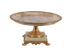 A French onyx and gilt bronze mounted centrepiece tazza