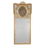 A French parcel giltwood trumeau mirror