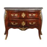 Y A French kingwood, gilt metal mounted, and marble topped commode