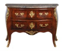 Y A French kingwood, gilt metal mounted, and marble topped commode