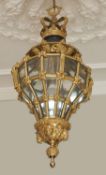 A French gilt bronze and glazed hall lantern in Louis XIV 'Versailles' style