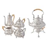 Y An Austro-Hungarian silver baluster five piece tea and coffee service by Vinzenz Mayer's Sohne