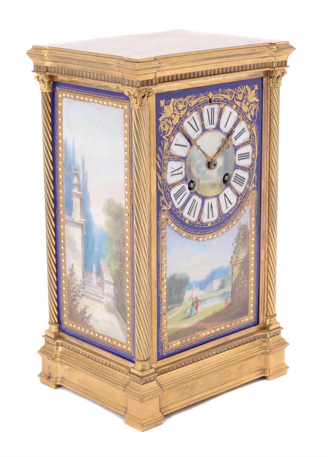 A French Sevres style porcelain and gilt metal library clock - Image 2 of 3