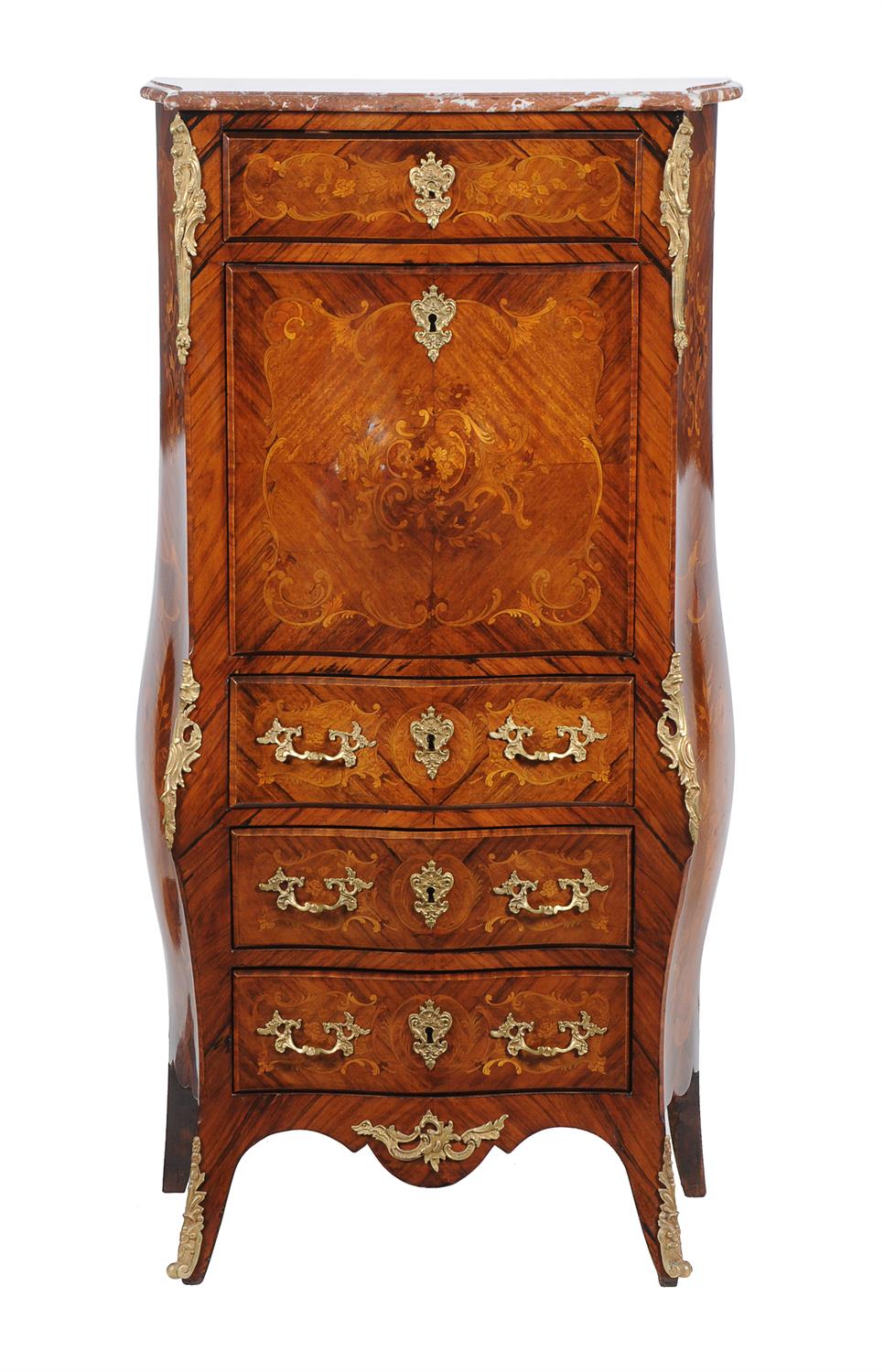 Y A French kingwood and marquetry inlaid secretaire a abattant