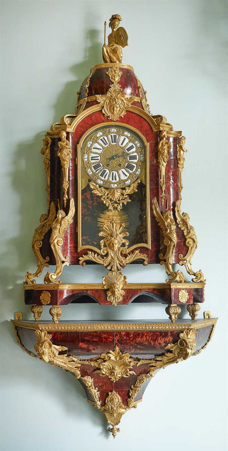 Y An impressive Regence style gilt brass mounted tortoiseshell bracket clock