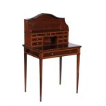 An Edwardian mahogany, satinwood crossbanded, and inlaid Bonheur du jour