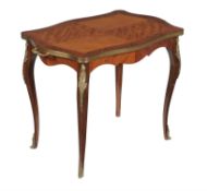 Y A French rosewood banded and parquetry occasional table
