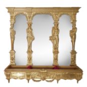 A 20th Century giltwood mirror backed settle