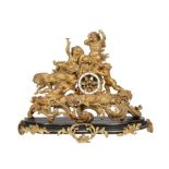 A late 19th century French ormolu figural "chariot" mantel clock after the model by Frédéric-Eugène