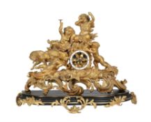 A late 19th century French ormolu figural "chariot" mantel clock after the model by Frédéric-Eugène