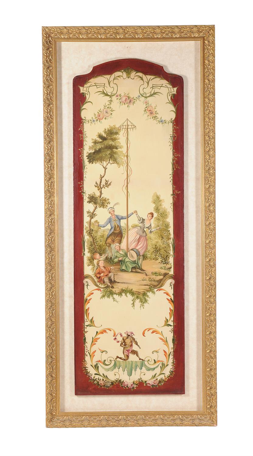 A set of four framed painted decorative panels in the mid-18th century Chinoiserie manner - Image 3 of 8