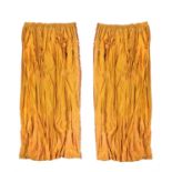 Two pairs of pearlescent orange red silk curtains