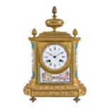 A French Sevres style porcelain and gilt metal mounted mantel clock