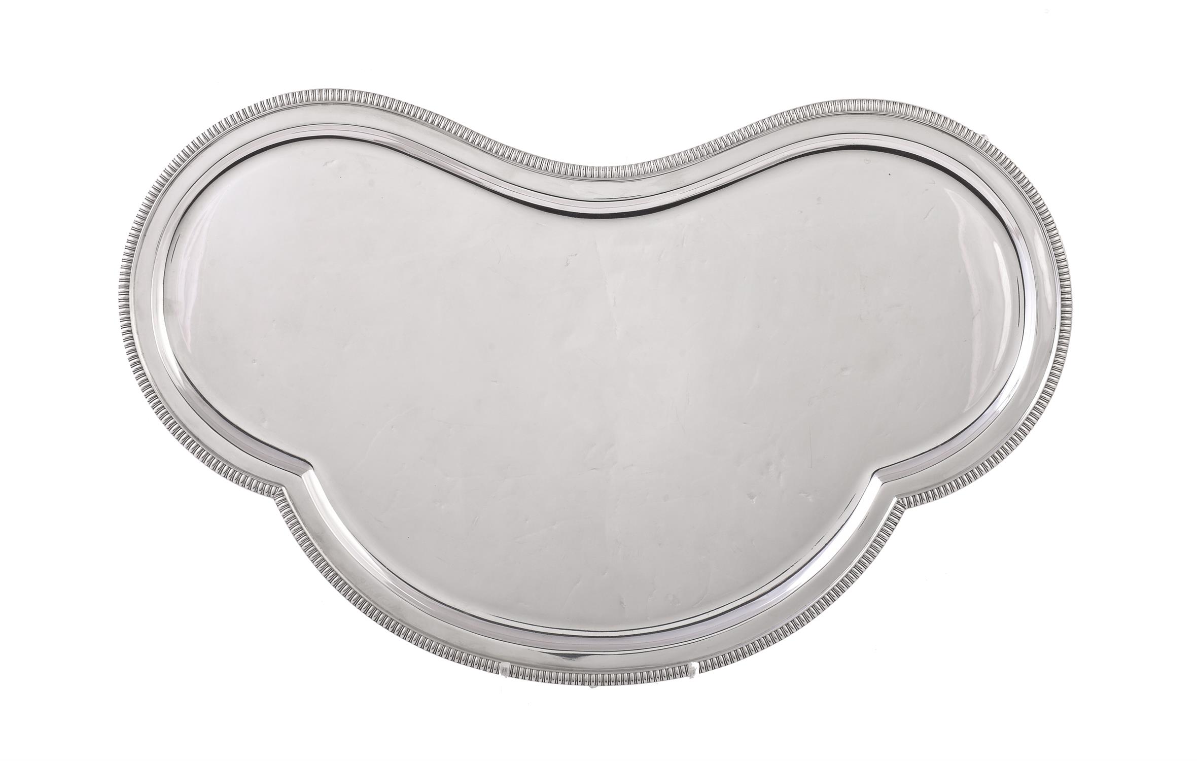 A silver trilobed drinks tray by Pearce & Sons