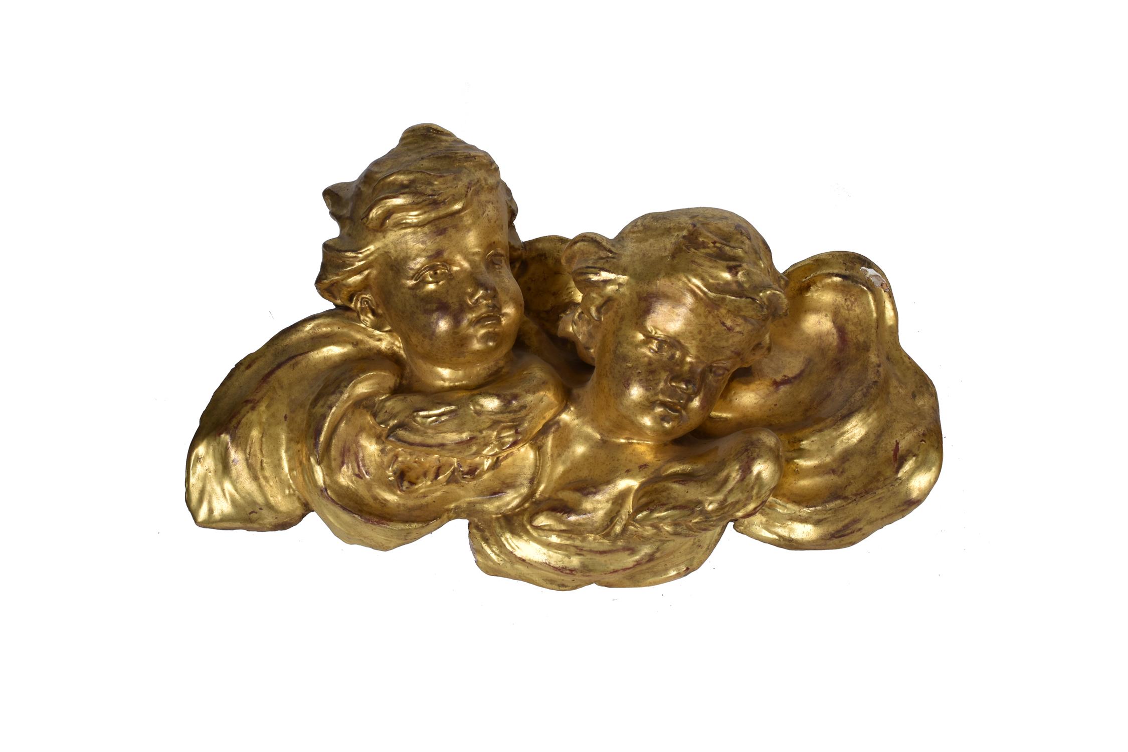 A pair of carved giltwood and gesso groups of cherubs - Image 2 of 3