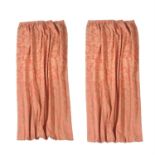 Two pairs of pale salmon damask curtains