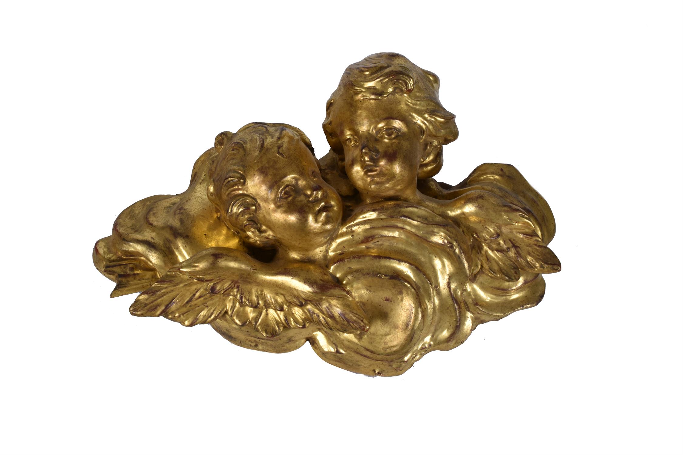 A pair of carved giltwood and gesso groups of cherubs - Image 3 of 3