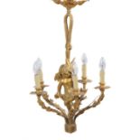 A French gilt-metal five-light chandelier
