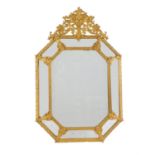 A Continental, probably French, gilt metal marginal wall mirror