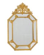 A Continental, probably French, gilt metal marginal wall mirror