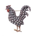 A diamond cockerel brooch