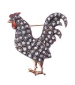 A diamond cockerel brooch