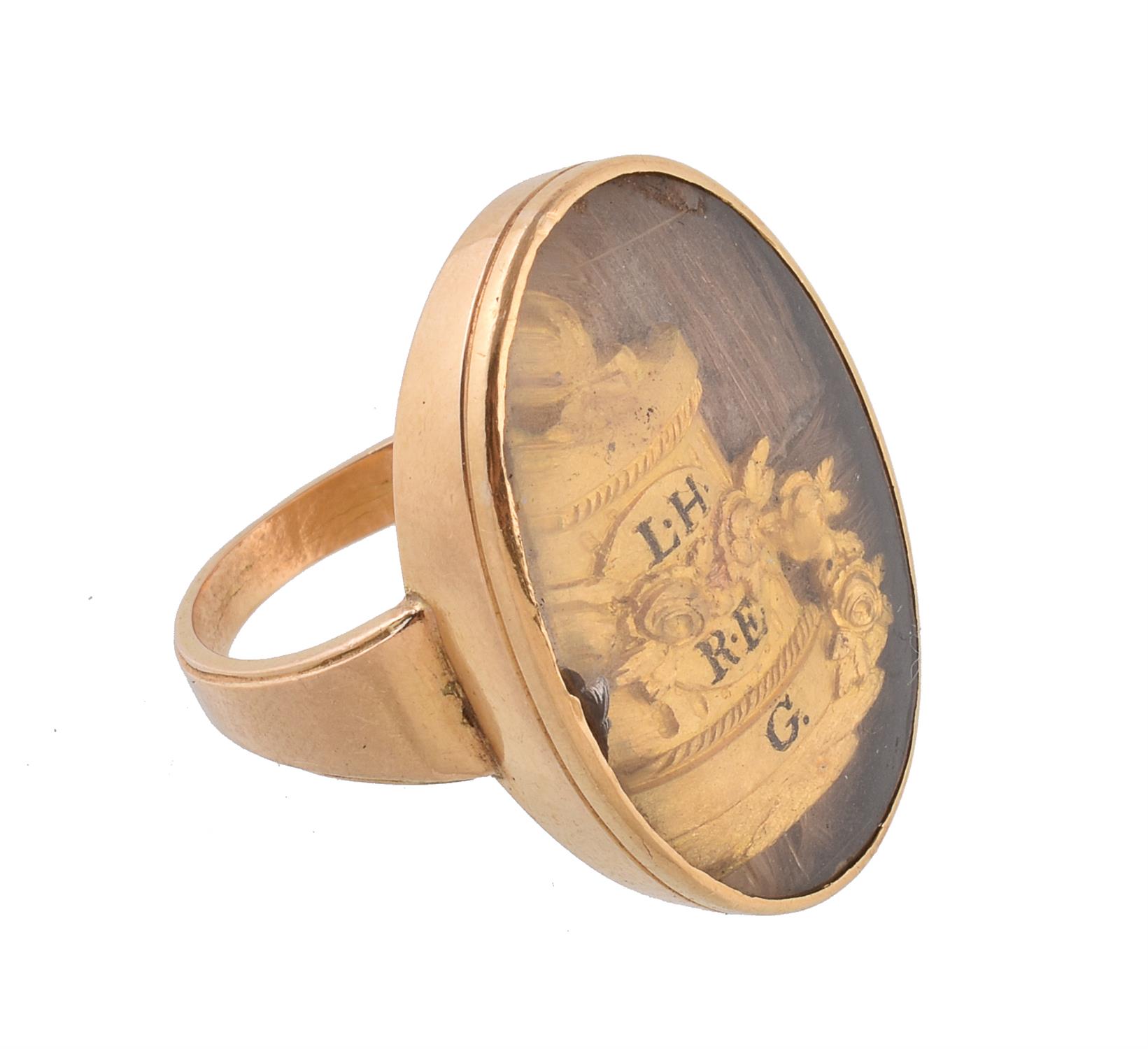 A Georgian gold and hair work sentimental ring - Image 3 of 3