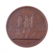 Belgium, Leopold I, Railway Inauguration from Verviers to Aix-la-Chapelle 1843, bronze medal by Hart