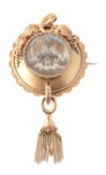 Y An early Victorian gold and sepia wash brooch