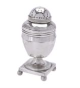 A George III silver pounce pot/sugar shaker