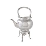 Y A Victorian circular silver kettle on stand by Elkington & Co.